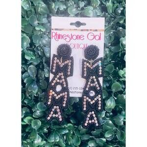 NEW AVENUE ZOE women's glam mama beaded statement earrings in black